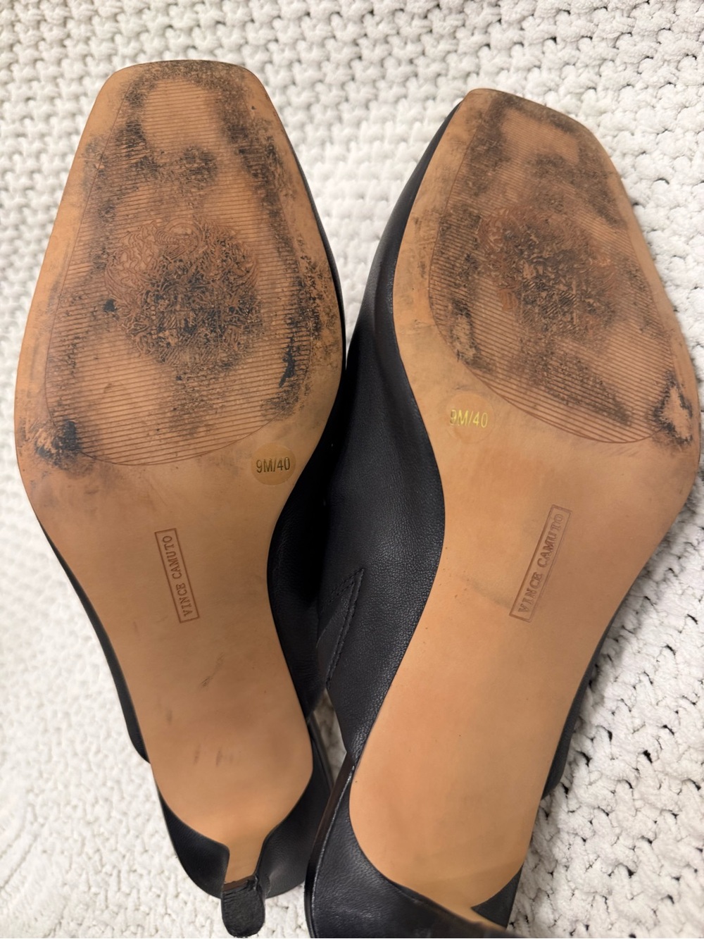 Vince Camuto Square Toe Leather Mule Kitten Heels - Picture 6 of 6